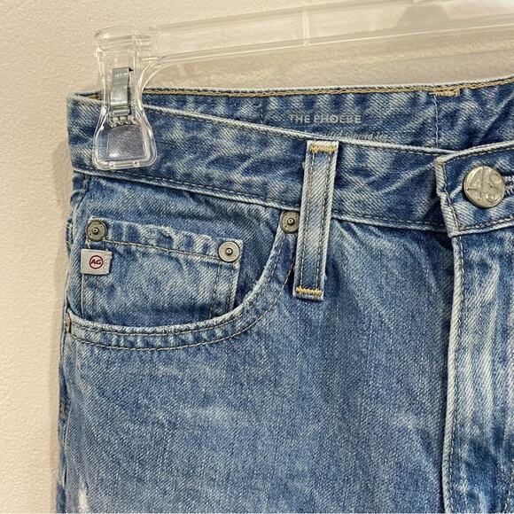 AG Adriano Goldschmied The Phoebe Tapered Jeans Distressed Light Wash Denim 24R - Picture 5 of 9